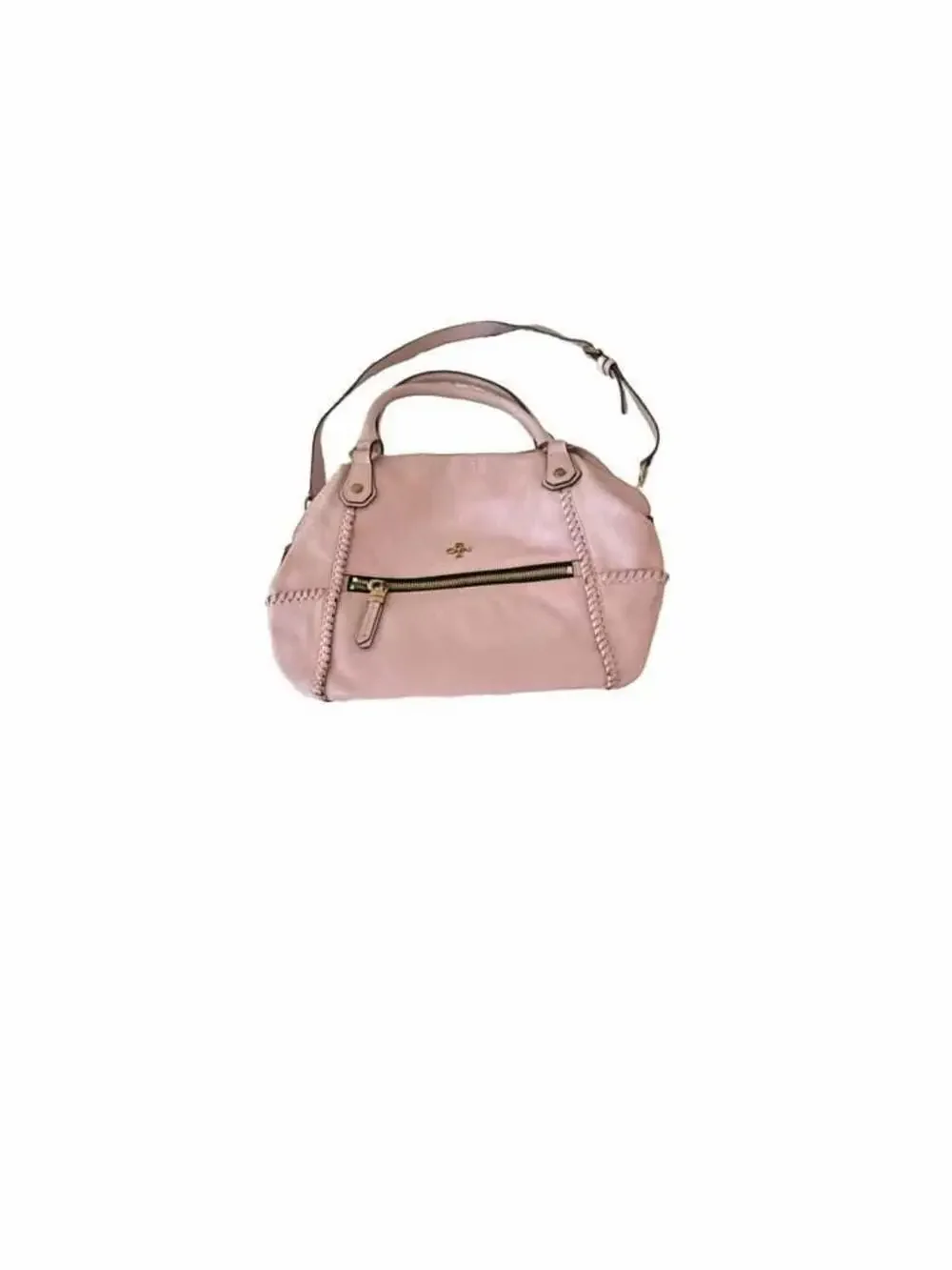 OrYany Pink Pebbled Leather Whipstitch Hobo Satchel Crossbody Bag